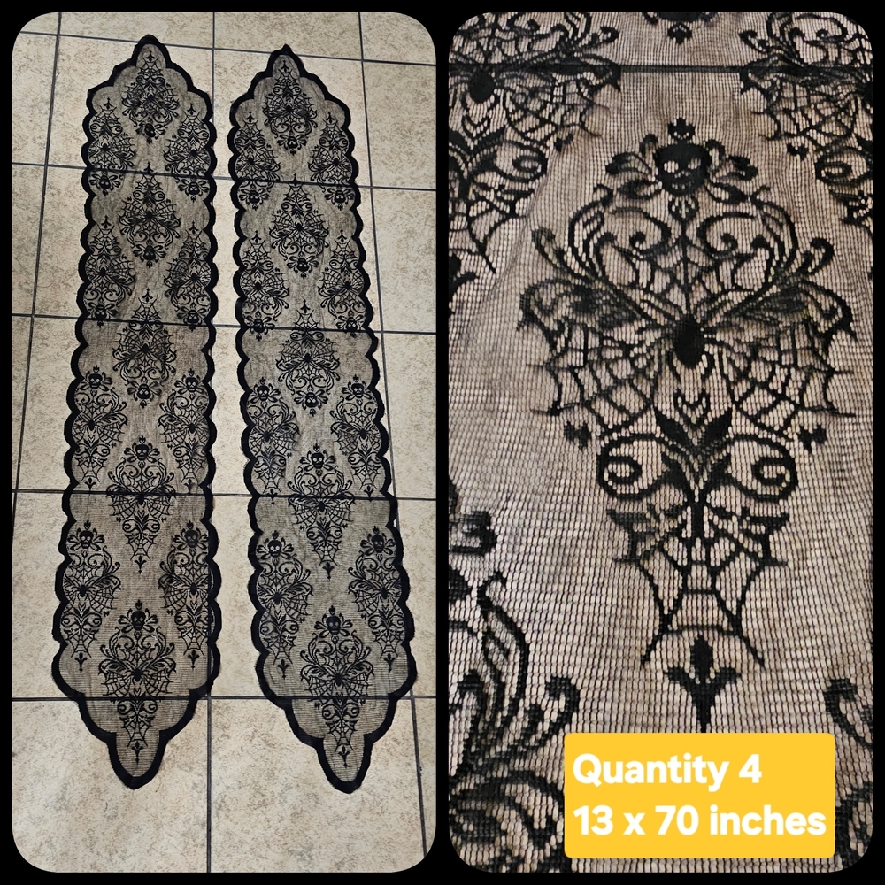 13 Piece Black Lace Halloween Decor Set - Picture 3 of 8